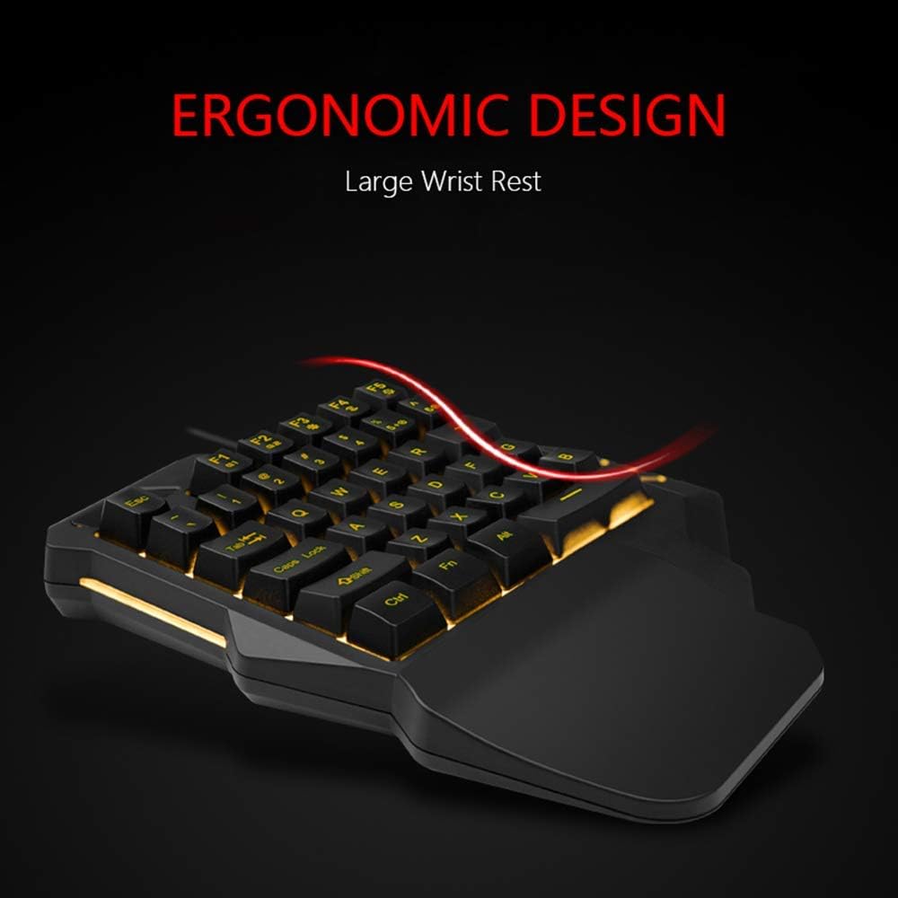 One Handed Gaming Keyboard RGB Backlit 35 Keys Portable Mini Gaming Keypad Ergonomic Game Controller for PC Gamer