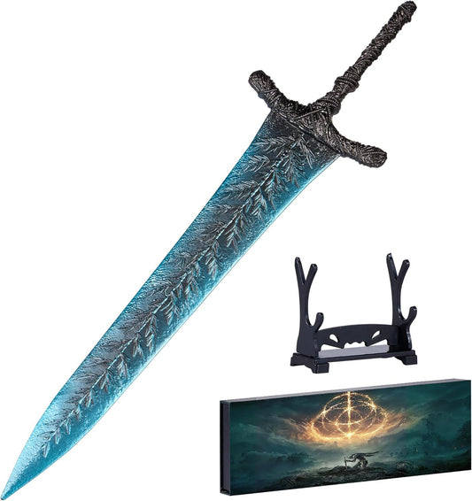 Elden Ring Dark Moon Greatsword Straight Knight'S Sword Model 11.8-Inch Metal Craft Sword with Display Stand Martial Arts Swords Action Figure Collectible Toy Desk Decor Party Supply Gift