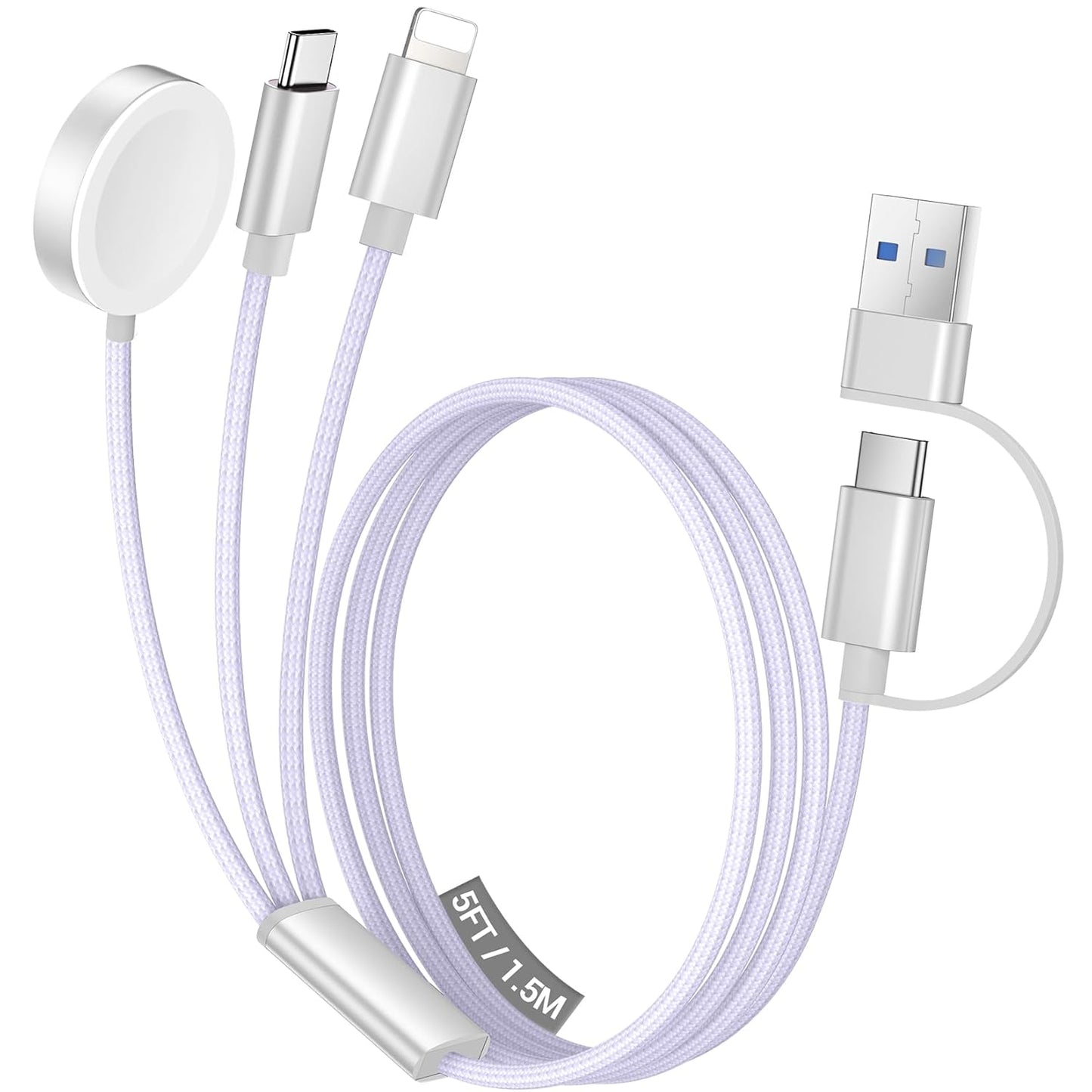 3 in 2 USB C Cable for Apple Watch Charger/Iphone 17 Charger/Lightning,Multi Charging Cable Cord