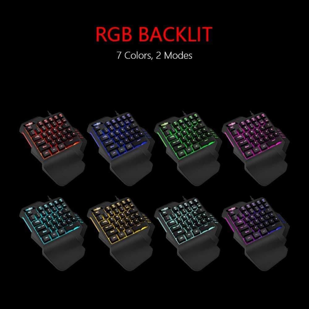 One Handed Gaming Keyboard RGB Backlit 35 Keys Portable Mini Gaming Keypad Ergonomic Game Controller for PC Gamer