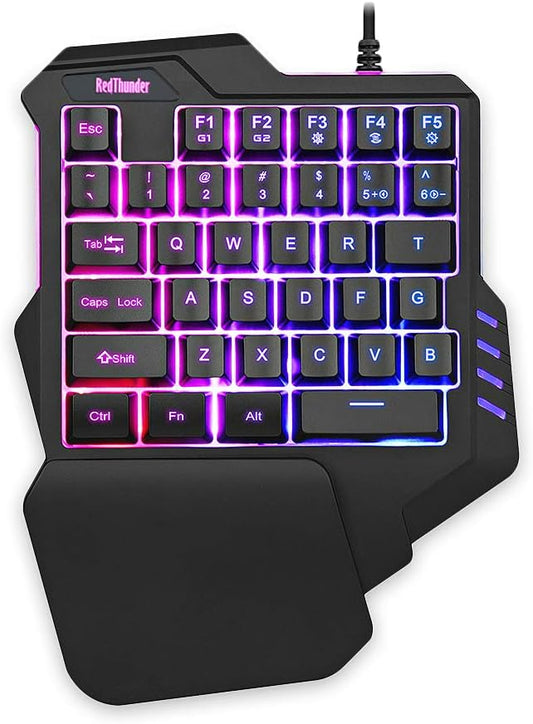 One Handed Gaming Keyboard RGB Backlit 35 Keys Portable Mini Gaming Keypad Ergonomic Game Controller for PC Gamer
