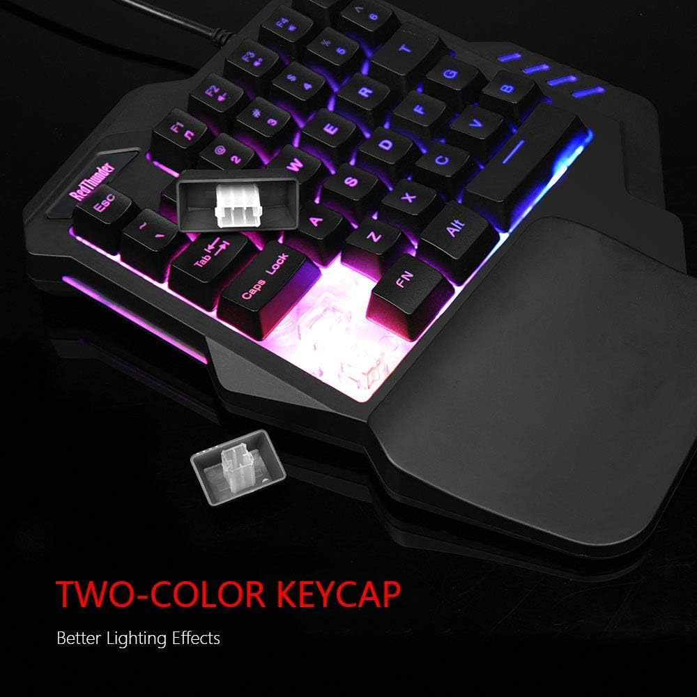 One Handed Gaming Keyboard RGB Backlit 35 Keys Portable Mini Gaming Keypad Ergonomic Game Controller for PC Gamer