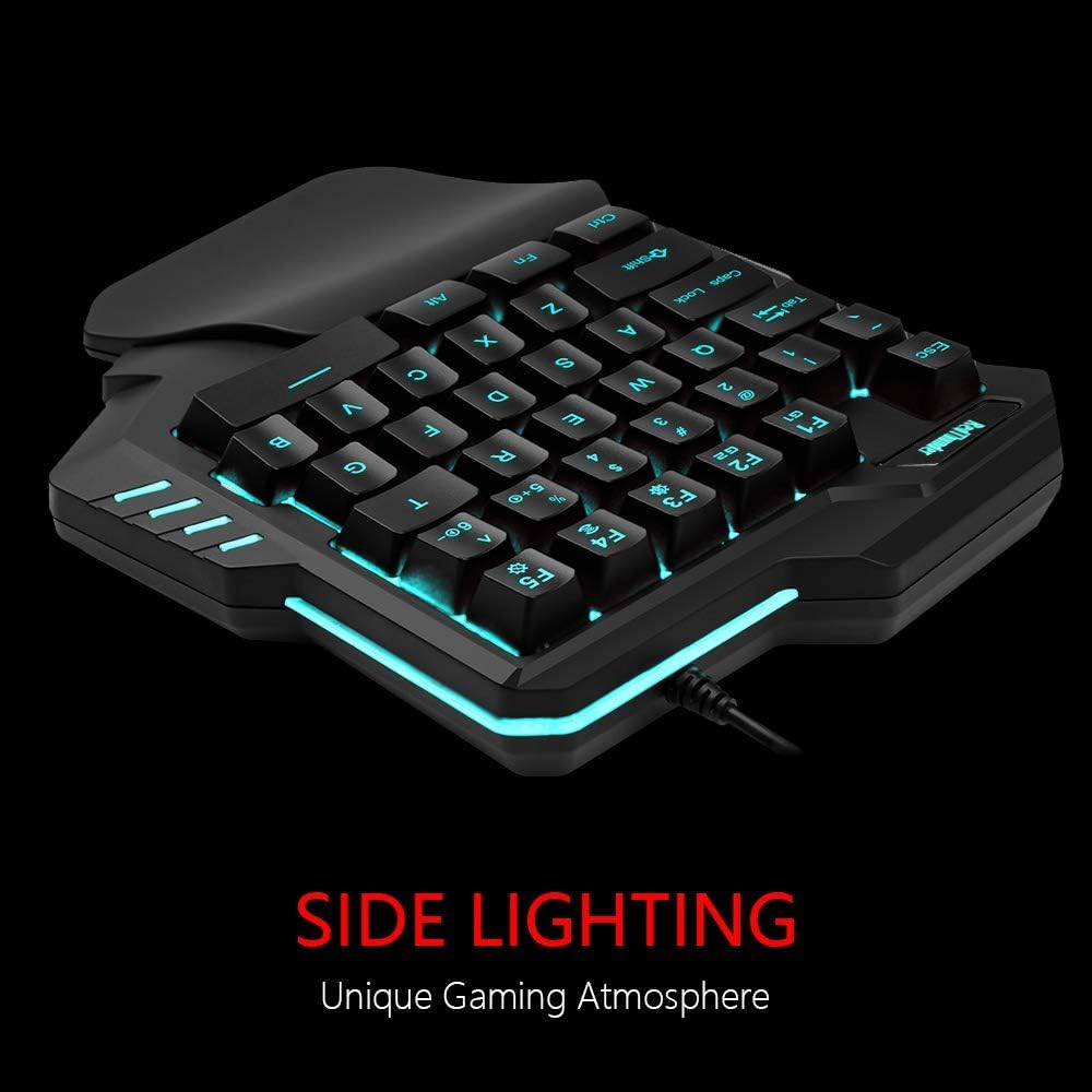 One Handed Gaming Keyboard RGB Backlit 35 Keys Portable Mini Gaming Keypad Ergonomic Game Controller for PC Gamer