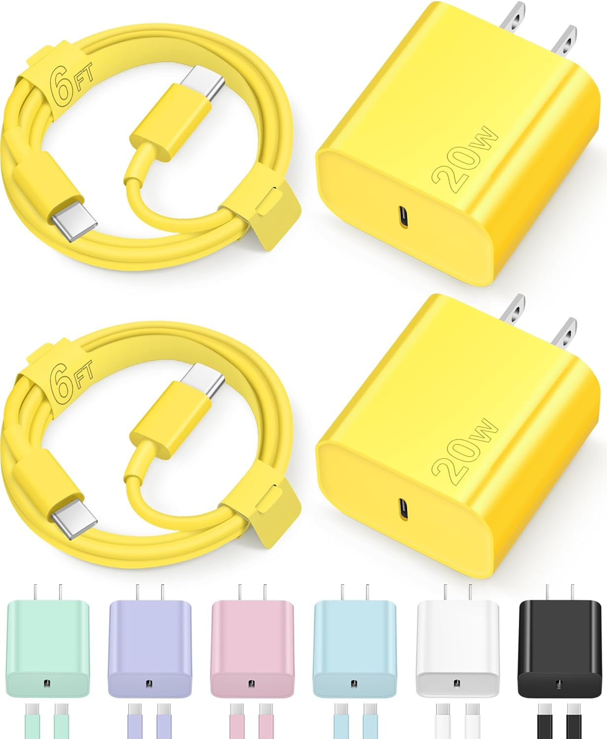 Fast Charging Type C Chargers USB C Charger Block Iphone 17 16 15 Air Pro Max Chargers with 6FT Cable