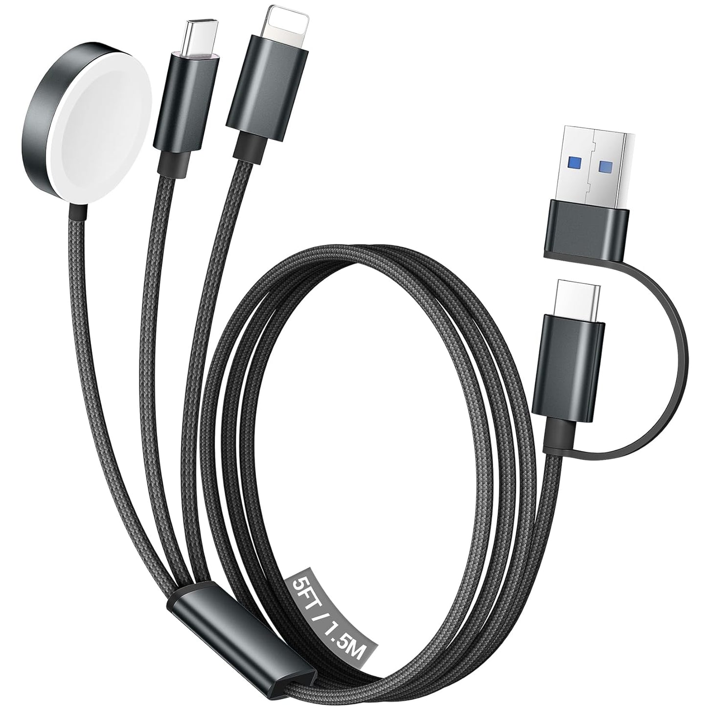 3 in 2 USB C Cable for Apple Watch Charger/Iphone 17 Charger/Lightning,Multi Charging Cable Cord