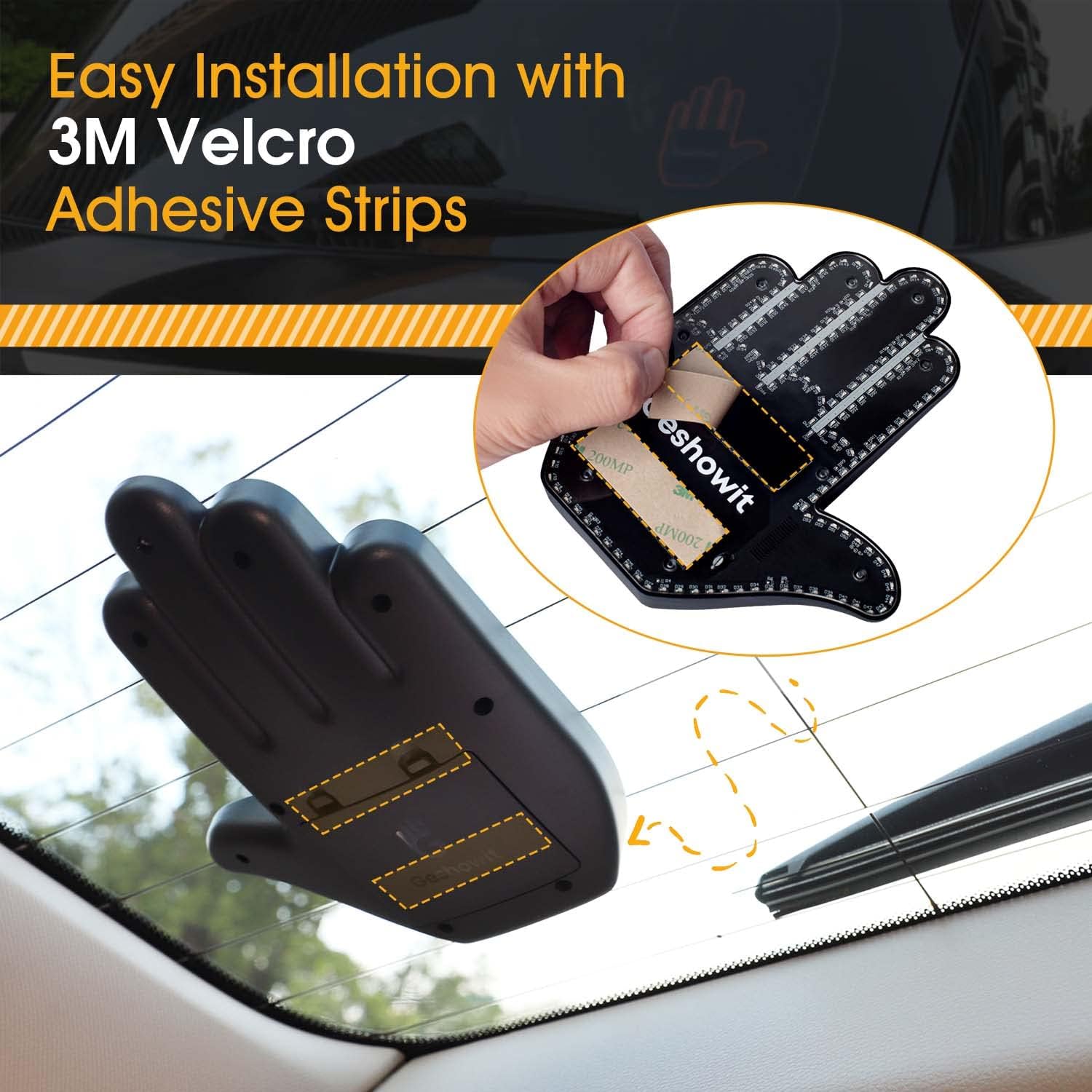 Car Accessories for Men, Car Finger Light with Remote - Give the Bird & Wave & Love to Drivers - Truck Accessories, Finger Flicker LED Hand Gesture Signs, Ideal Gift for Men and Women