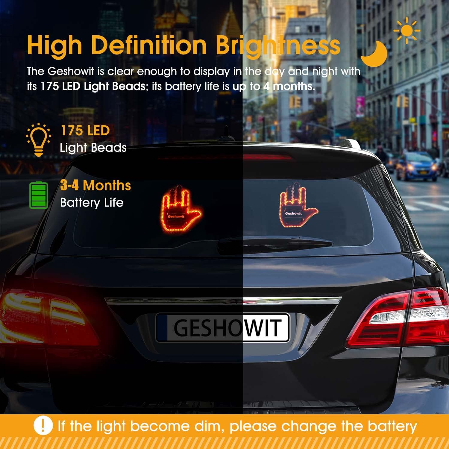 Car Accessories for Men, Car Finger Light with Remote - Give the Bird & Wave & Love to Drivers - Truck Accessories, Finger Flicker LED Hand Gesture Signs, Ideal Gift for Men and Women