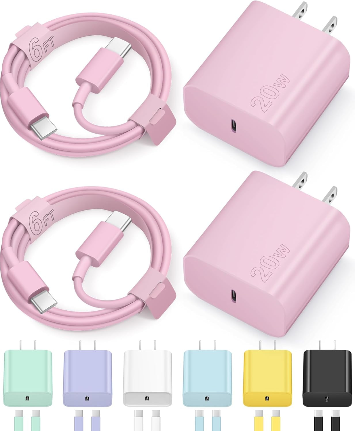 Fast Charging Type C Chargers USB C Charger Block Iphone 17 16 15 Air Pro Max Chargers with 6FT Cable