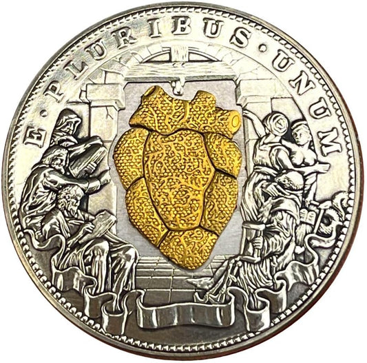 Movable Mechanism Coin Roman Booteen Amazing Art 'Beating Gold Heart' Hobo Nickel Morgan Dollar Magic Collectible Creative Gift Handmade Commemorative