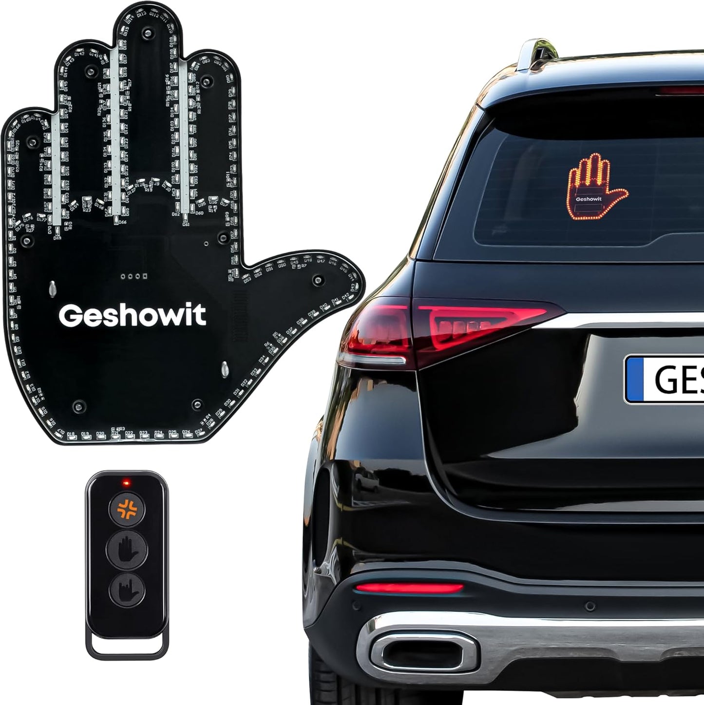 Car Accessories for Men, Car Finger Light with Remote - Give the Bird & Wave & Love to Drivers - Truck Accessories, Finger Flicker LED Hand Gesture Signs, Ideal Gift for Men and Women