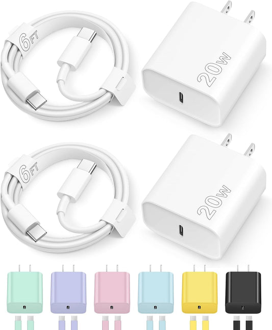 Fast Charging Type C Chargers USB C Charger Block Iphone 17 16 15 Air Pro Max Chargers with 6FT Cable