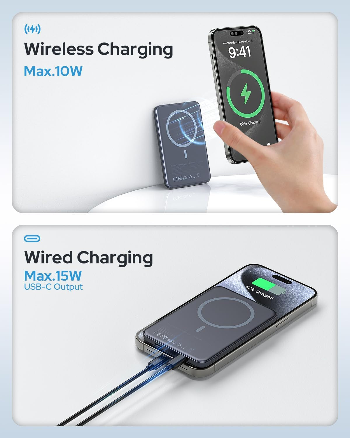 Magsafe Portable Charger Power Bank,5000Mah Slim Wireless Magnetic Power Bank with USB C Fast Charging,Travel Essential for Magsafe Battery Pack Compatible with Iphone 17/16/15/14/13/12 Series