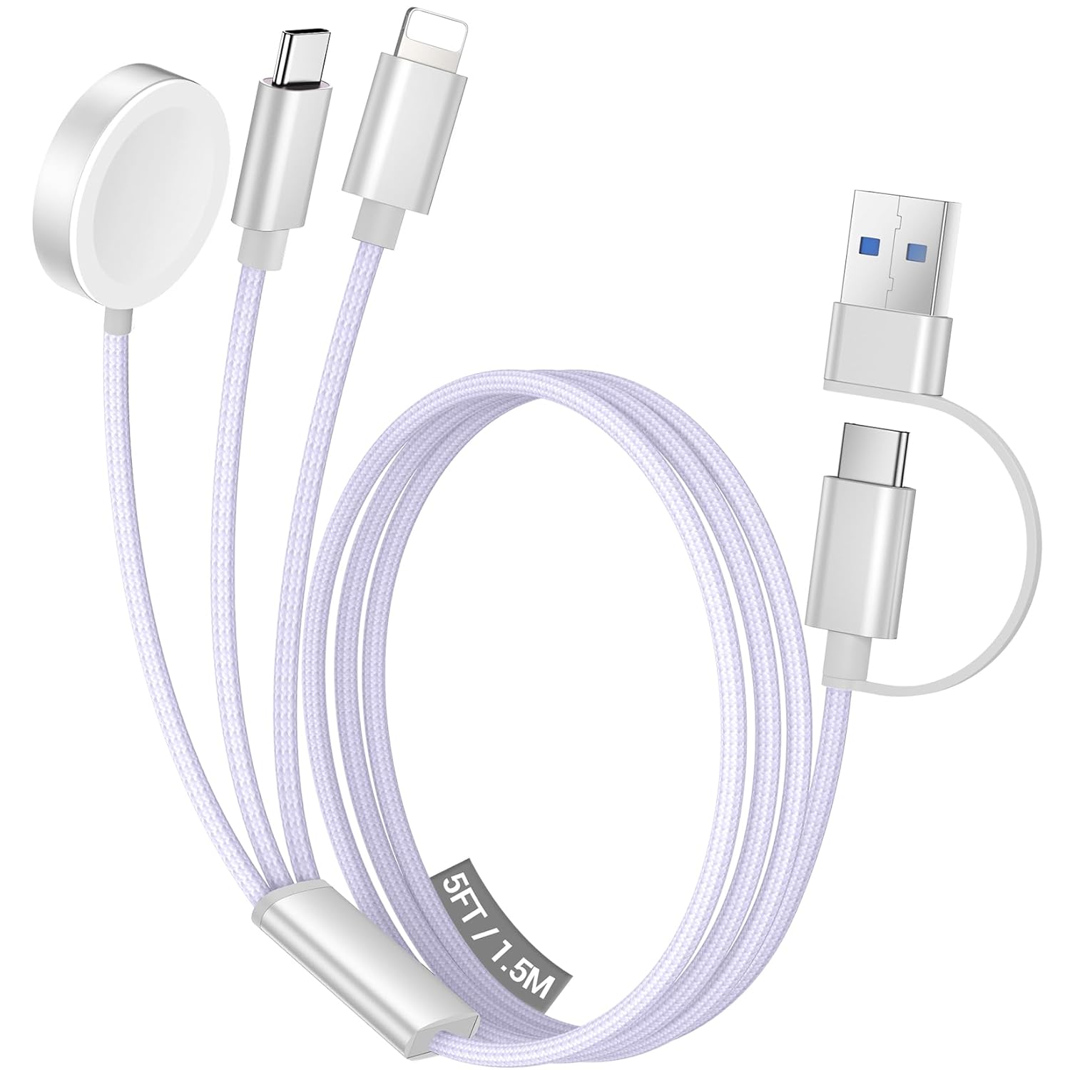 3 in 2 USB C Cable for Apple Watch Charger/Iphone 17 Charger/Lightning,Multi Charging Cable Cord