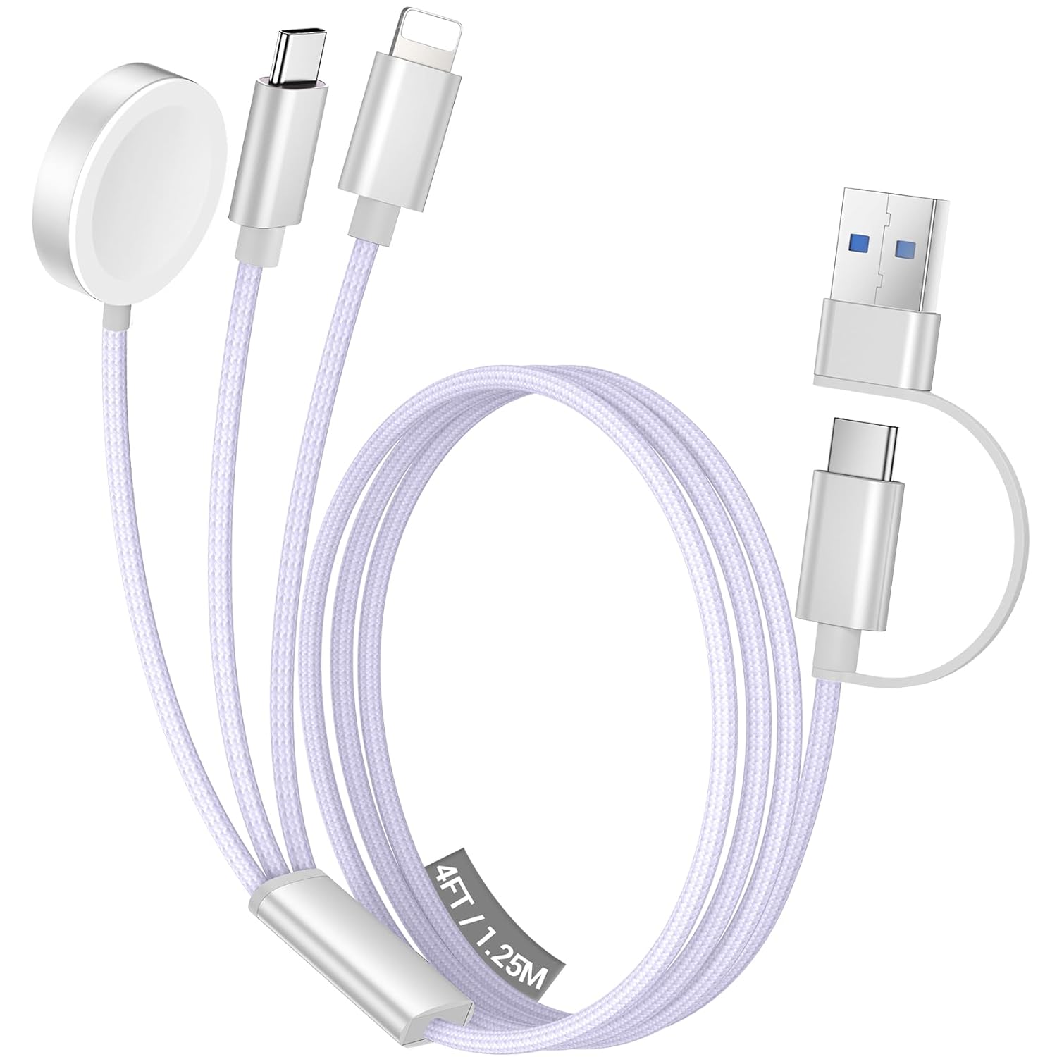 3 in 2 USB C Cable for Apple Watch Charger/Iphone 17 Charger/Lightning,Multi Charging Cable Cord