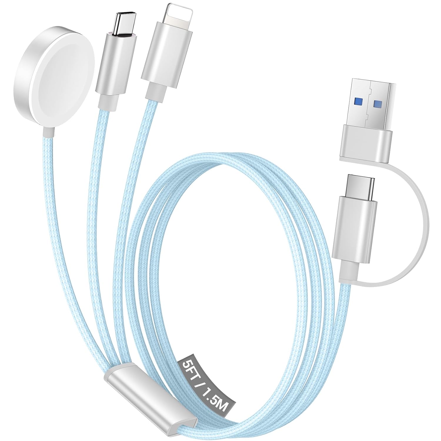 3 in 2 USB C Cable for Apple Watch Charger/Iphone 17 Charger/Lightning,Multi Charging Cable Cord