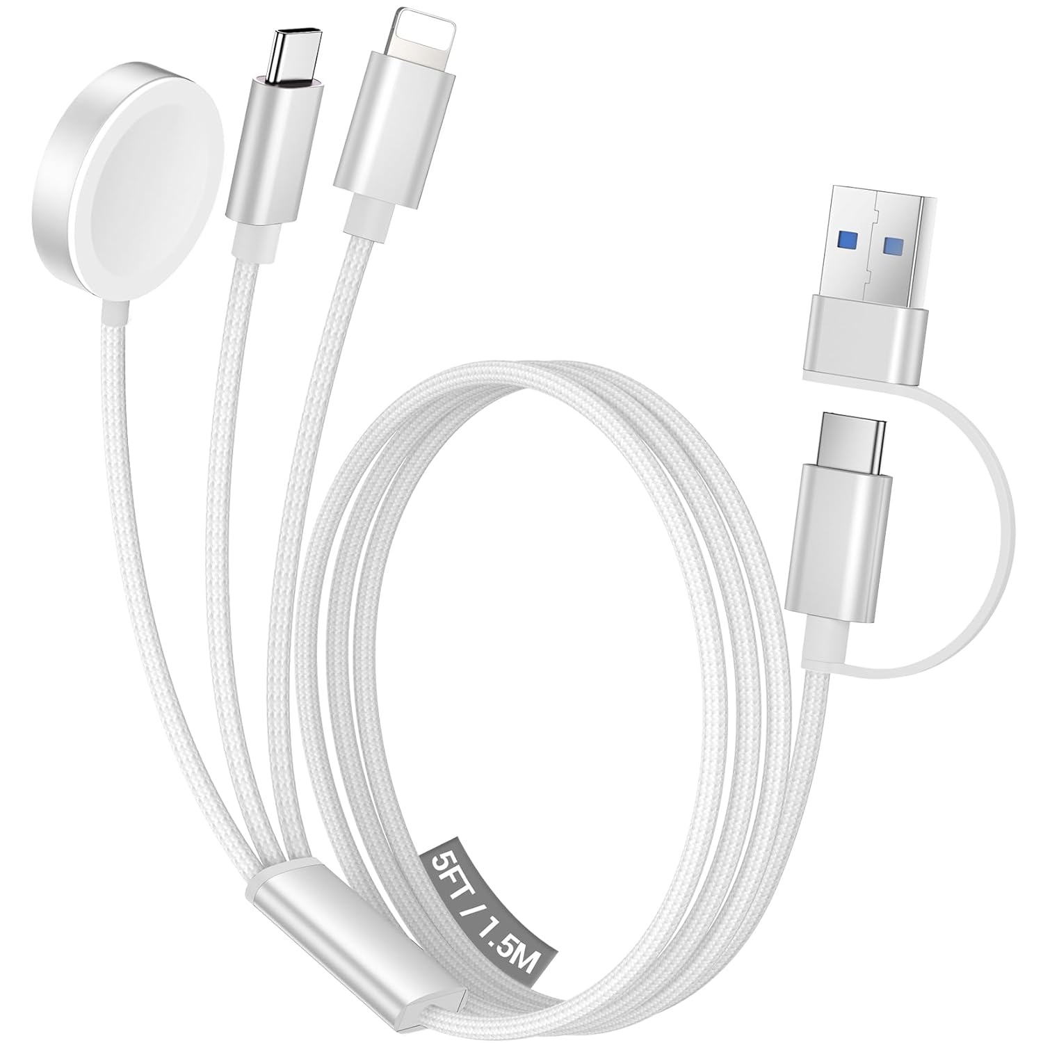3 in 2 USB C Cable for Apple Watch Charger/Iphone 17 Charger/Lightning,Multi Charging Cable Cord