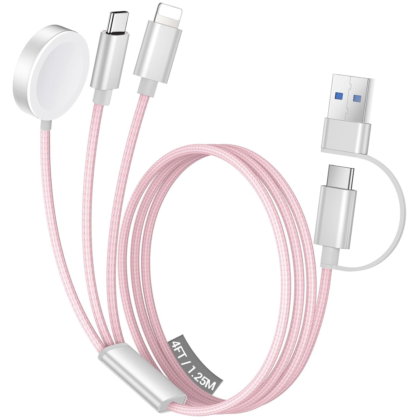 3 in 2 USB C Cable for Apple Watch Charger/Iphone 17 Charger/Lightning,Multi Charging Cable Cord