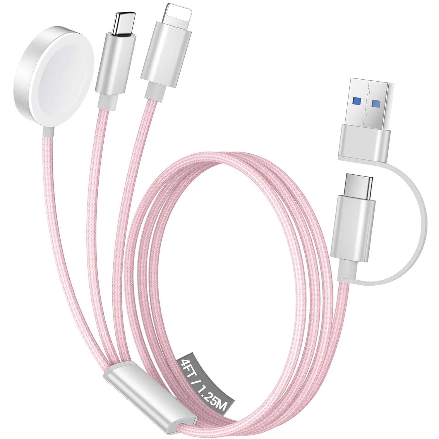 3 in 2 USB C Cable for Apple Watch Charger/Iphone 17 Charger/Lightning,Multi Charging Cable Cord