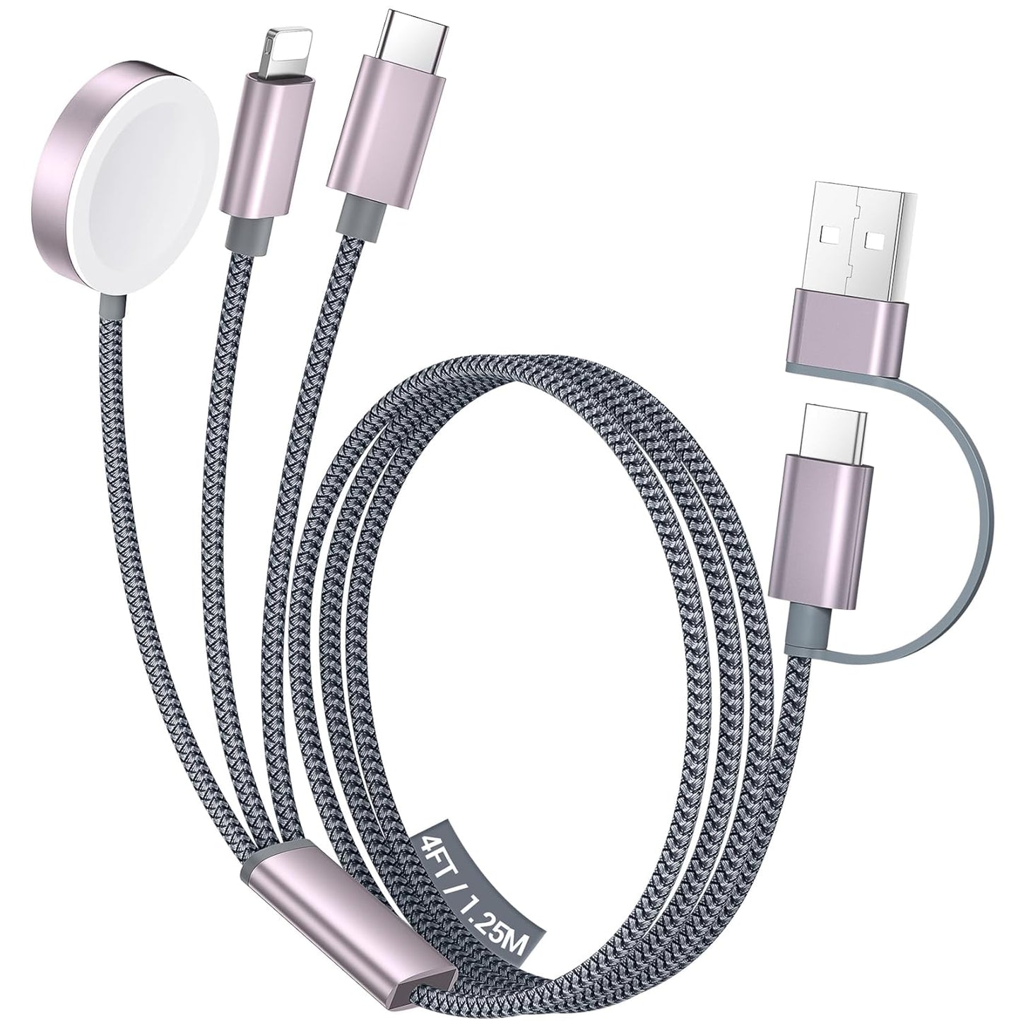 3 in 2 USB C Cable for Apple Watch Charger/Iphone 17 Charger/Lightning,Multi Charging Cable Cord