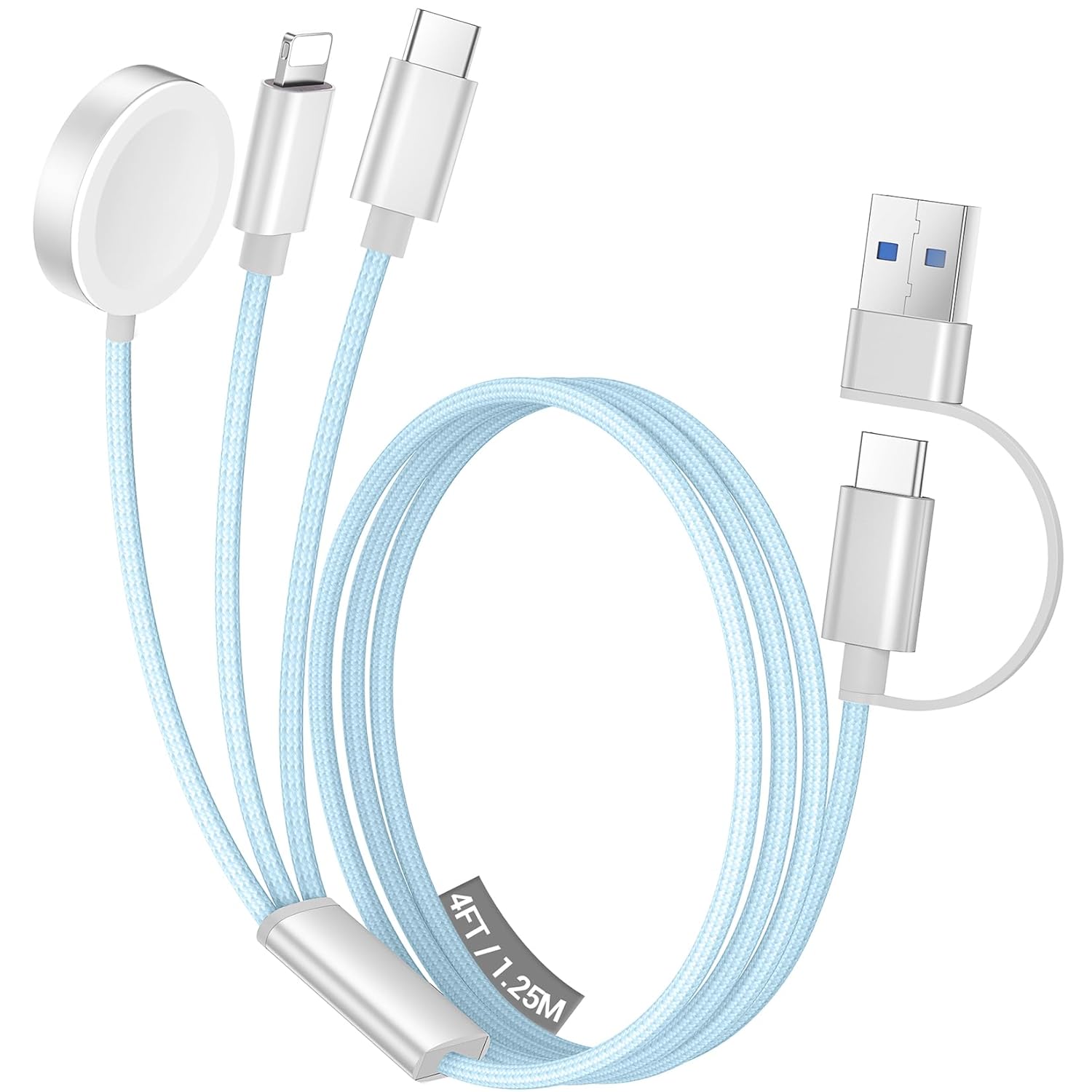 3 in 2 USB C Cable for Apple Watch Charger/Iphone 17 Charger/Lightning,Multi Charging Cable Cord
